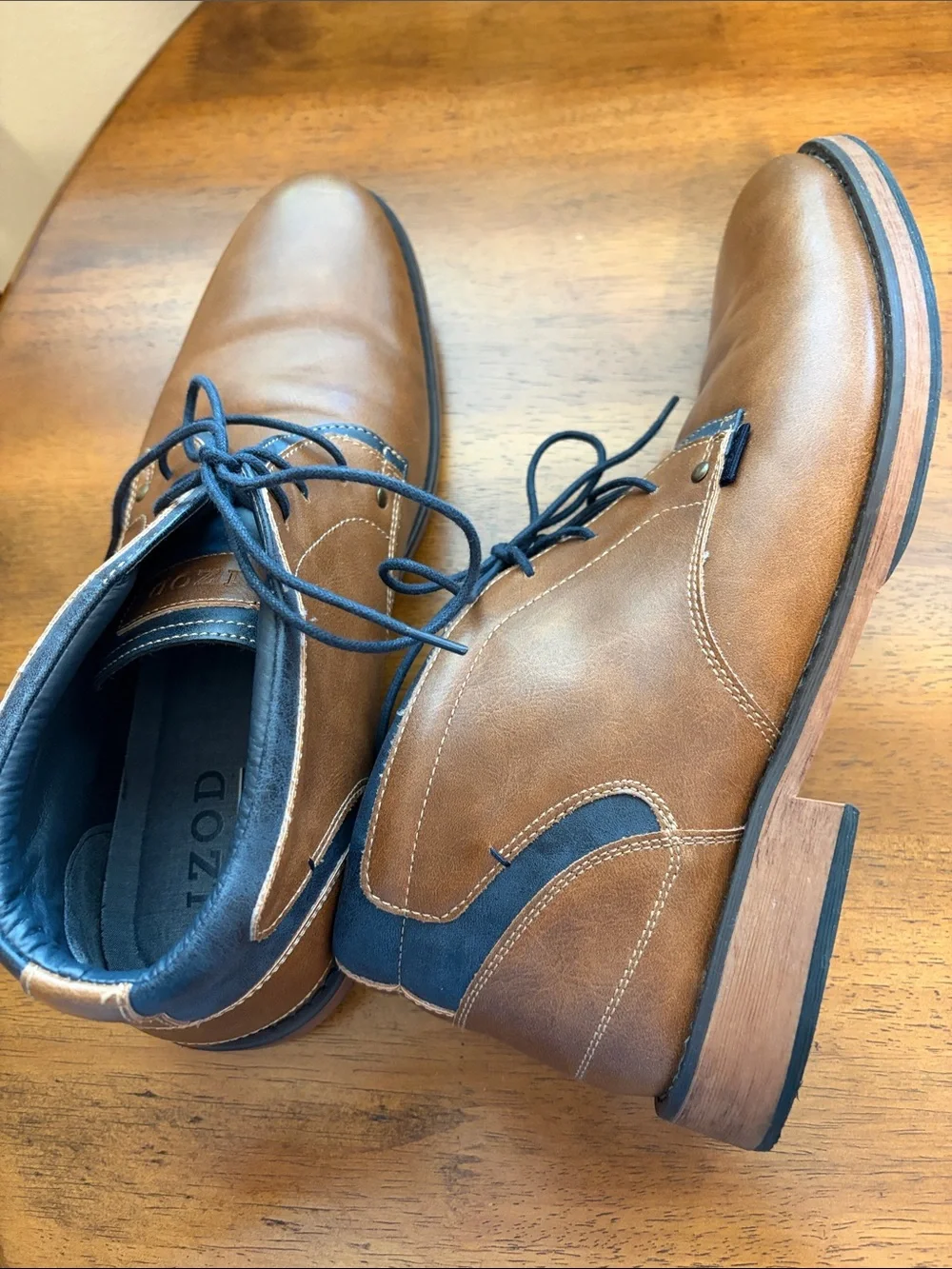 Izod Men's Brown Chukka Boots with Blue Trim